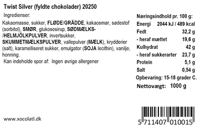 Xocolatl - Twist sølv - Mørk chokolade m. saltkaramel