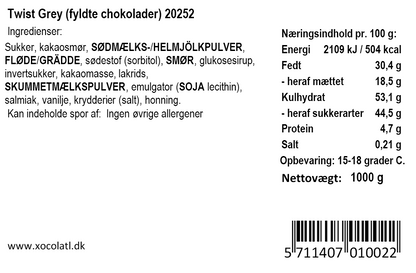 Xocolatl - Twist Grey - Hvid chokolade m. lakrids
