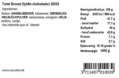 Xocolatl - Twist bronze - Mælkechokolade m. nougat