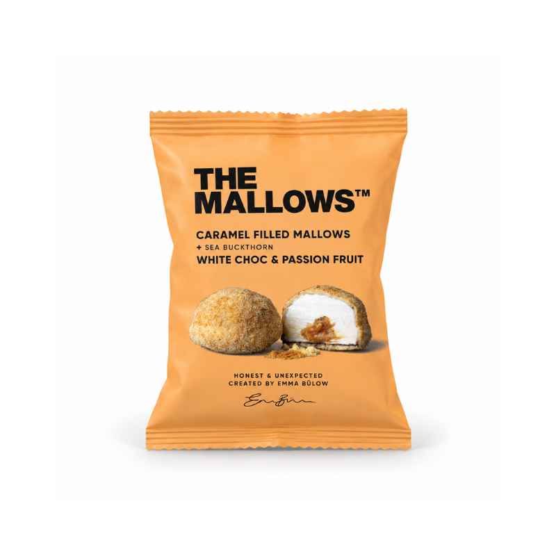 The Mallows karamelfyldt skumfidus med passionsfrugt, havtorn og hvid chokolade
