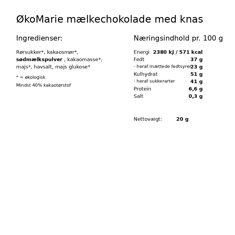 ØKOLADEN - ØkoMarie m. knas