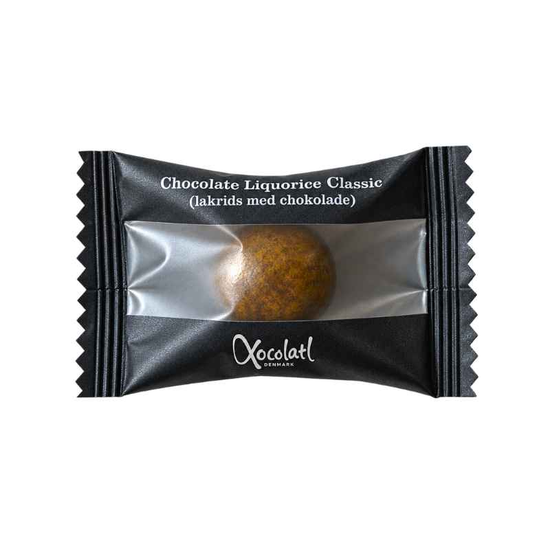 Xocolatl Lakrids – Mælkechokolade lakrids classic flowpack individuelt indpakket
