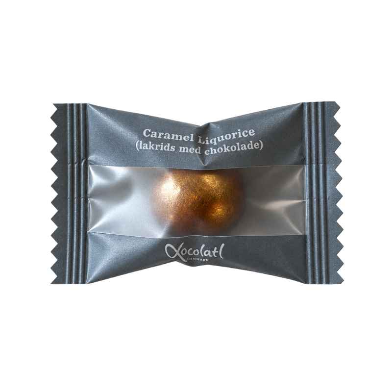 Xocolatl Lakrids – Karamelchokolade flowpack individuelt indpakket