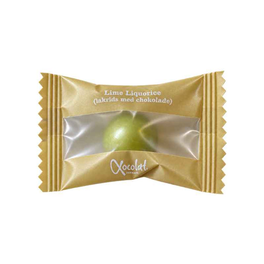 Xocolatl Lakrids Hvid chokolade lime flowpack individuelt indpakket